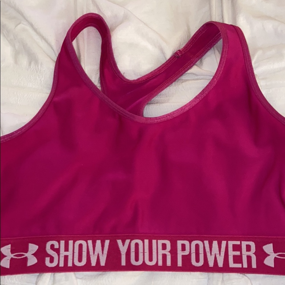 Breast cancer awareness under armor sports bra